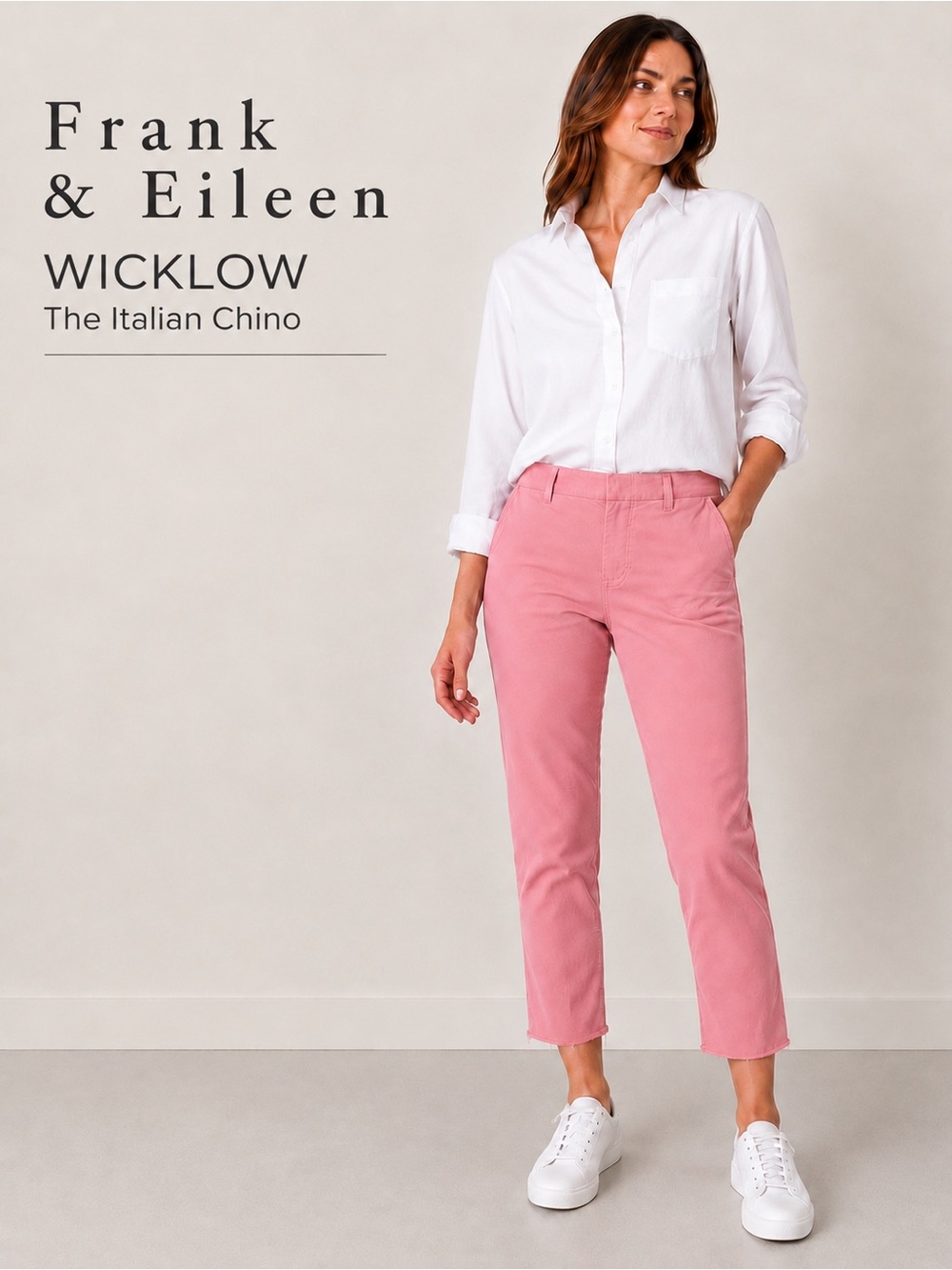 Frank & Eileen Wicklow Italian Chino Crop Pants Flamingo Pink Size 12